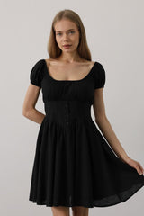 Beli Korseli Mini Elbise - Beyaz