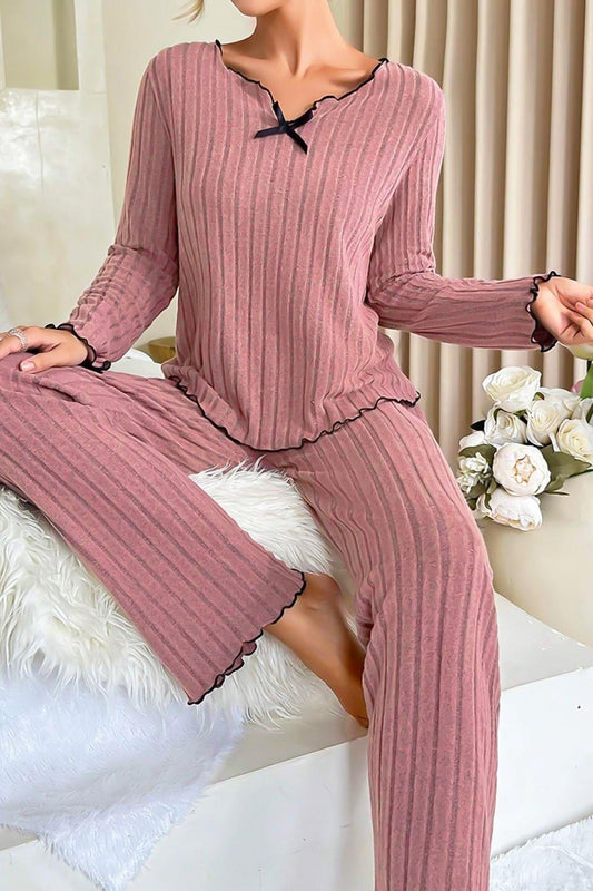 Gül Kurusu Uzun Kollu Pamuklu Pijama Takımı 7067