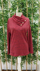 Kadın Uzun Kollu Kapişon Yaka Düğmeli Yumoş Bluz