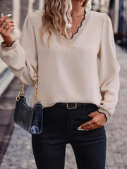 Kadın Uzun Kollu V Yakalı Aerobin Bluz