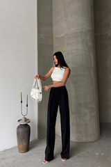 KAPALI GENİŞ PİLE CEP KAPAK DETAYLI PANTOLON - Gri