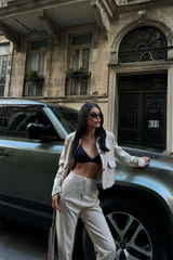 SÜET PANTOLON PENSLİ - Bej