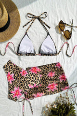 Leopar Zambak Baskılı Pareolu Bikini Takım M-9035