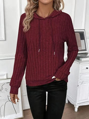 Kadın Uzun Kollu Kapşonlu Bağcıklı şardonlu Kaşkorse Bluz