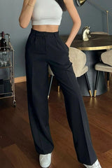 Kadın Yüksek Bel Cepli Ithal Krep Pantolon