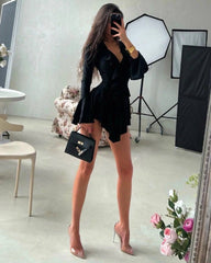 Kadın Dalgıç Kumaş Fırfırlı Elbise