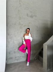 BEL LASTİK DETAYLI MODAL KUMAŞ PANTOLON - Fuşya