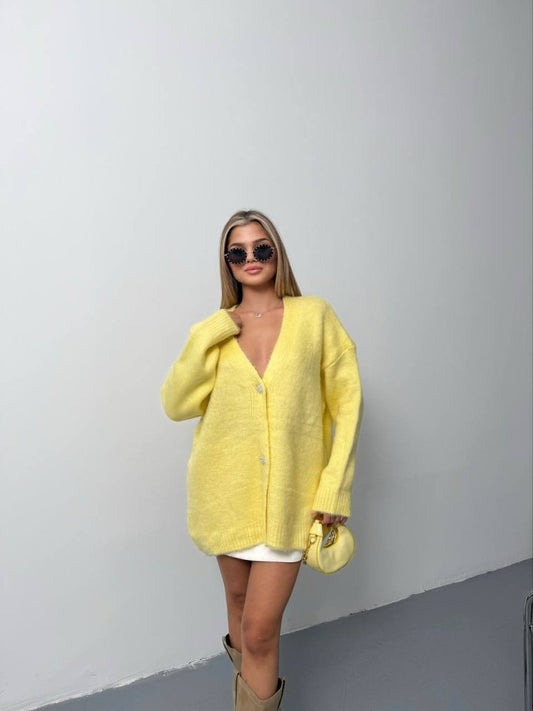 Kadın şardonlu Uzun Triko Hırka