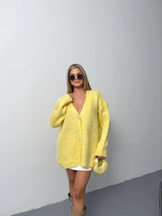 Kadın şardonlu Uzun Triko Hırka