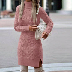 Loren Yünlü Motifli Midi Boy Triko Elbise