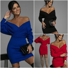 Kadın Uzun Kollu Omuzlar Açık Detay Triko Elbise