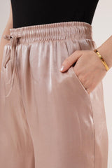 Parlak Görünümlü Cepli Antrasit Bol Paça Pantolon