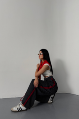 ÇİZGİLİ YANLAR ŞERİT DETAYLI PANTOLON - Lacivert