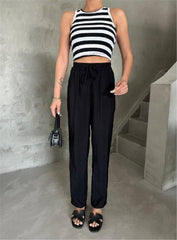 BEL LASTİK DETAYLI MODAL KUMAŞ PANTOLON - Fuşya