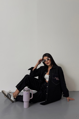 DENİM PUNTOLU GÖMLEK-PANTOLON TAKIM - Sarı