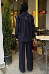 Palazzo Pantolonlu Çizgili Takım 10092