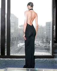 Kitap Okuyalım Mı Kitap Getir Kadın Halter Yaka Fantel Transparan Ve Sırt Dekoltesi Detay Maxi Boy Elbise