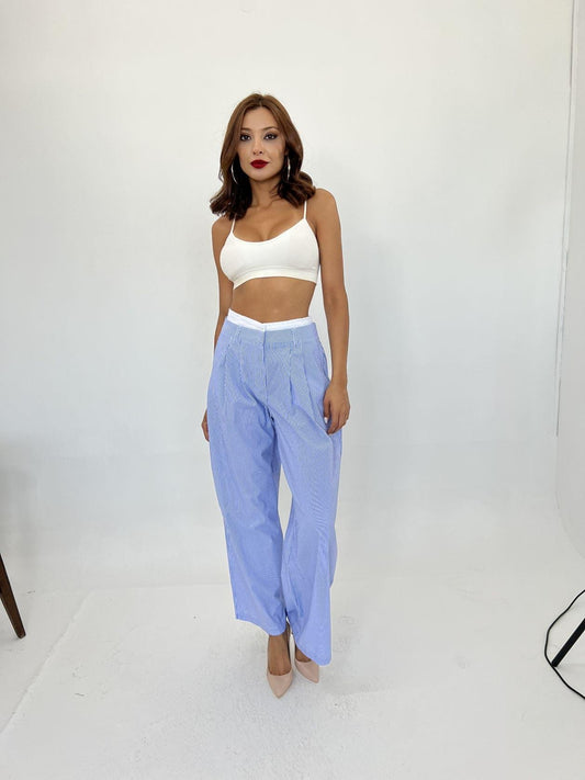 7109 PANTOLON-MAVİ BEYAZ ÇİZGİLİ