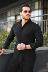 Erkek Uzun Kollu Müslin Kumaş Gömlek