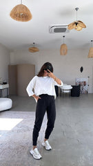 Kadın Scuba Modal Paça Manşet Pileli Pantolun