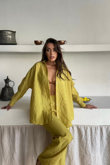 GÖMLEK-PANTOLON TAKIM CUPRA KUMAŞ - Kahverengi