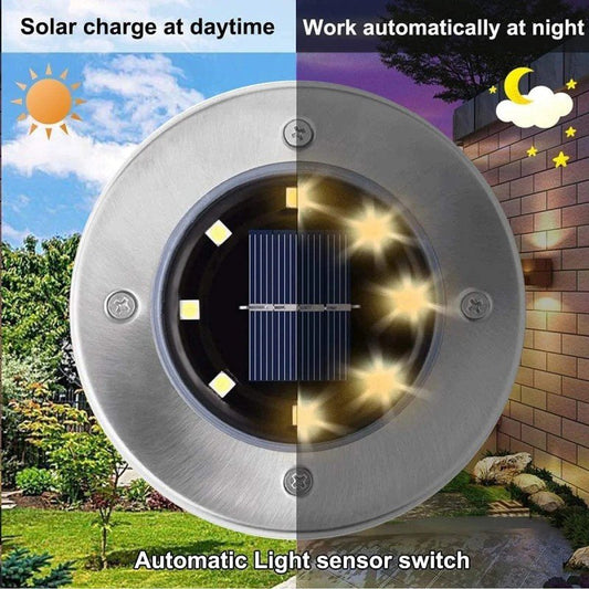 Solar Güneş Enerjili 8 Ledli Kazıklı Çim Zemin Bahçe Aydınlatması 4 Lü Set