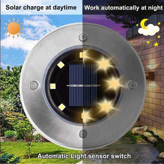 Solar Güneş Enerjili 8 Ledli Kazıklı Çim Zemin Bahçe Aydınlatması 4 Lü Set