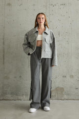 Siyah Önden Fermuarlı Pantolon