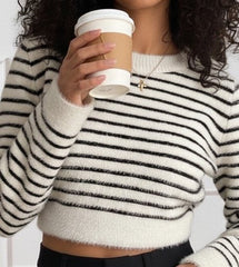 Kadın Uzun Kollu Balıkçı Yaka Crop Triko Bluz