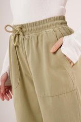 Bağlama Detaylı Cepli Mavi Pantolon