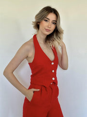 Camel Yelek Ve Pantolon Takım