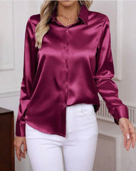 Kadın Uzun Kollu Saten Gömlek