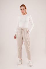 Bağlama Detaylı Cepli Mavi Pantolon