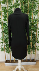 Kadın Uzun Kollu Balıkçı Yaka Düğme Detaylı Kısa şardonlu Dalgıç Elbise