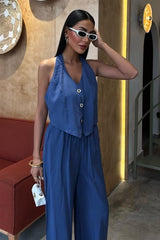 Halter Yaka Yelekli Modal Takım 10144