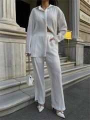 KENDİNDEN DESENLİ KRINKILL GÖMLEK - PANTOLON TK - Orange