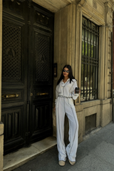 BİYELİ BLUZ PANTOLON TAKIM ŞÖNİL KUMAŞ - Kiremit