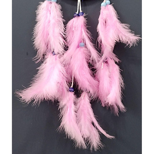 Pembe Kuş Tüylü Dream Catcher El Yapımı Rüya Kapanı Duvar Süsü