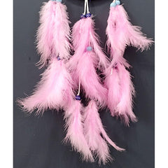 Pembe Kuş Tüylü Dream Catcher El Yapımı Rüya Kapanı Duvar Süsü