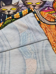 Kadın Uzun Kollu Bisiklet Yaka Kedi Baskılı Süprem Bluz