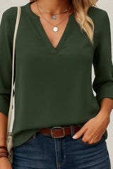 Kadın Uzun Kollu V Yakalı Ithal Krep Bluz