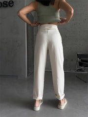 PANTOLON KAPALI CEP 3 DÜĞME DETAYLI - Mavi