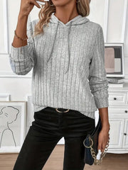 Kadın Uzun Kollu Kapşonlu Bağcıklı şardonlu Kaşkorse Bluz