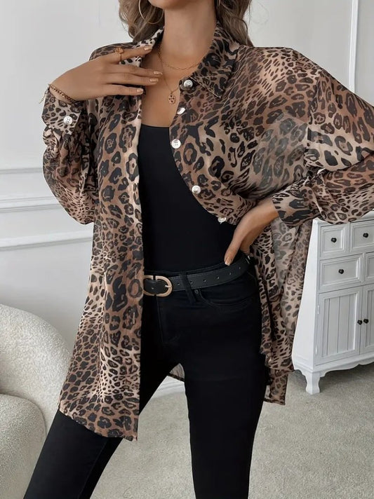 Kadın Uzun Kollu Yakalı önden Düğmeli şifon Gömlek