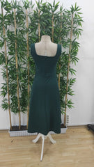 Kadın Askılı Kare Yakalı Midi Ithal Krep Elbise