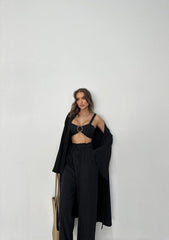 KRINKILL BÜSTİYER-PANTOLON-KİMONO TAKIM - Kahverengi