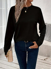 Kadın Uzun Kollu Bisiklet Yaka Viskon Bluz