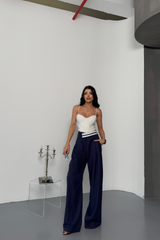 PANTOLON BEL ŞERİT DETAYLI - Gri