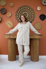 Siyah Yıkamalı Gömlek Ve Pantolon Takım