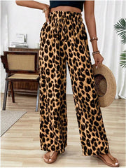 Kadın Süprem Kumaş Beli Lastikli Leopar Desen Pantolon